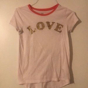 Old Navy Girls’s Peach/Gold Metallic Love Shirt